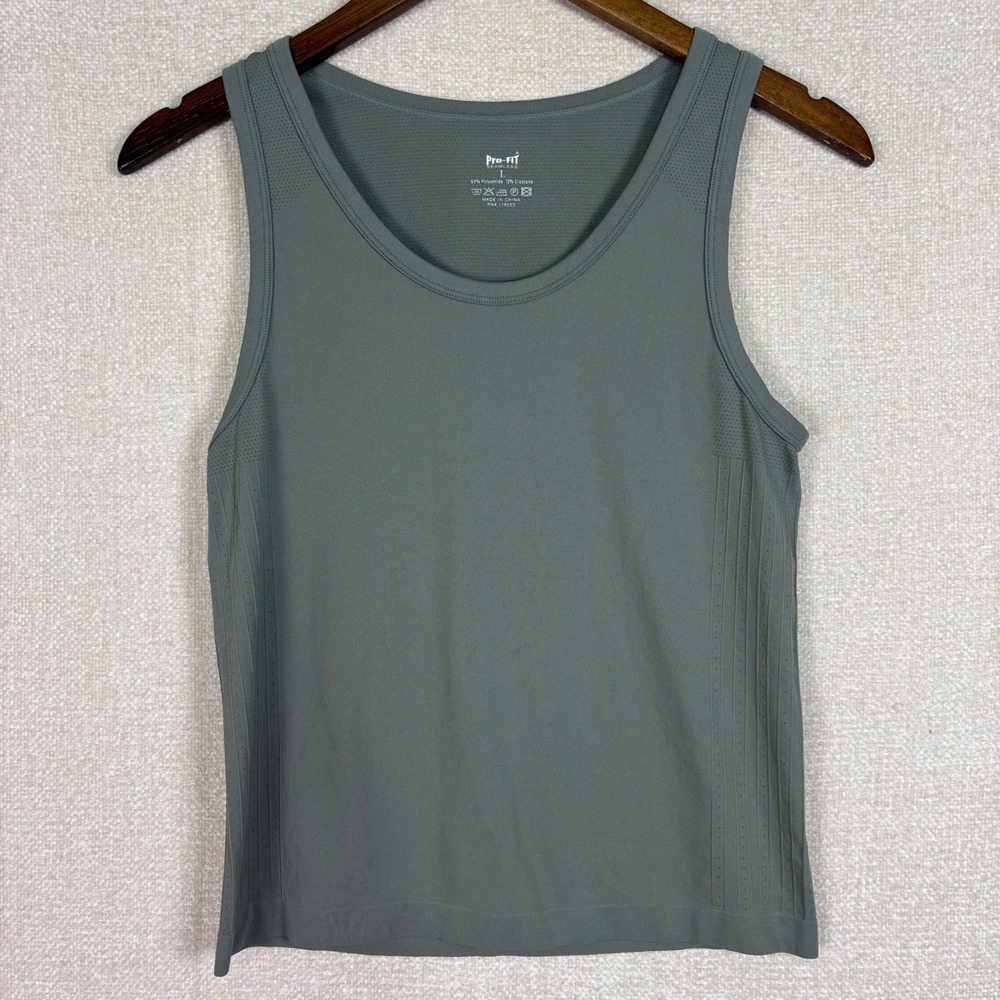Pro-Fit Seamless Athletic Tank Top Large(?) Gray Scoop Neck Stretch Gym Yoga